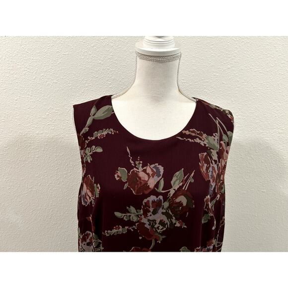Lauren Ralph Lauren Womens Wine Floral Color Sz 16 Crinkle Georgette Shift Dress - Picture 5 of 9